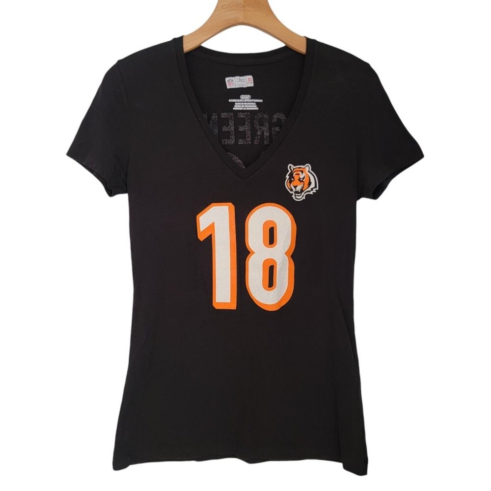 NFL Team Apparel CINCINNATI BENGALS AJ GREEN #18‎  Womens Sz S Short Sleeve Top
